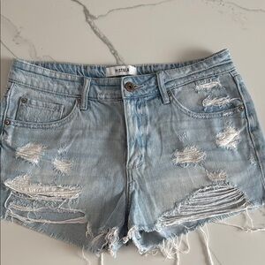 Pistola Faded Blue Ripped Jean Shorts